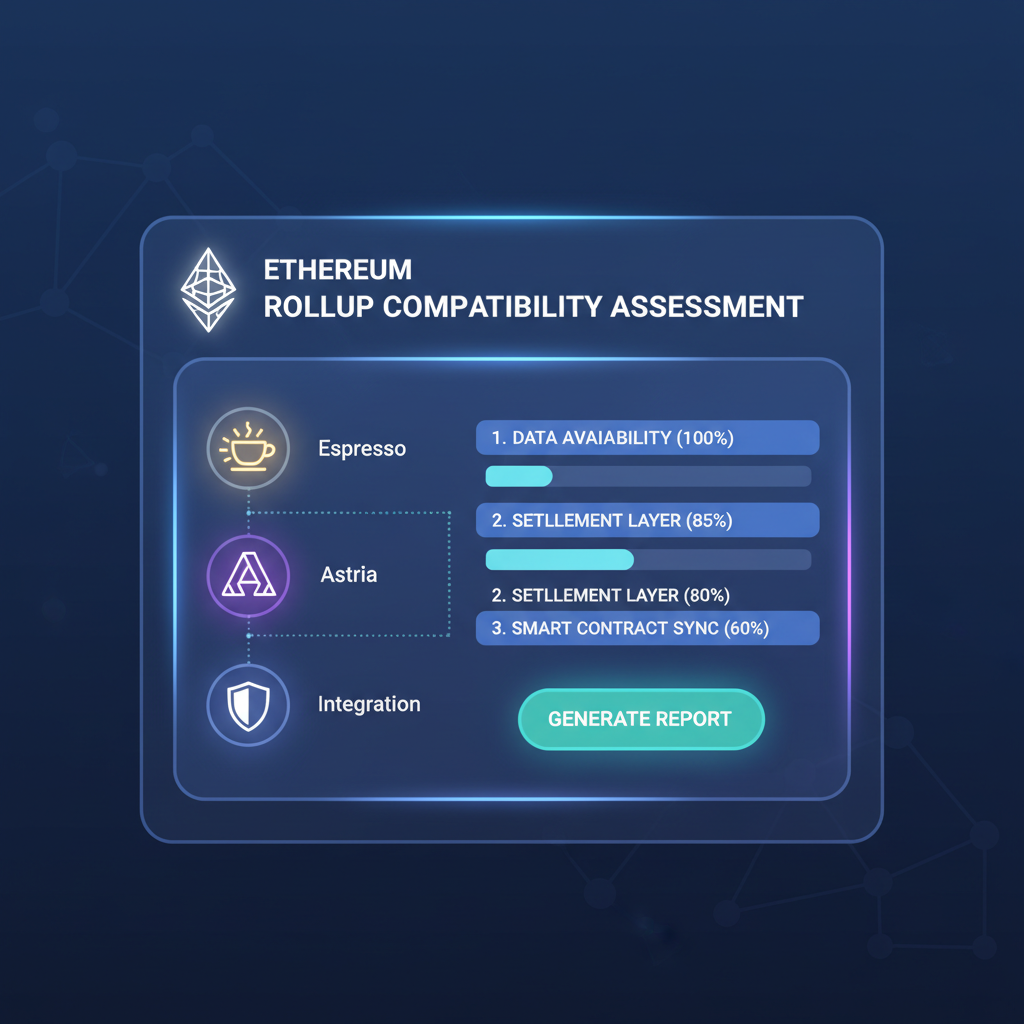 ethereum rollup compatibility assessment dashboard with espresso astria logos glowing