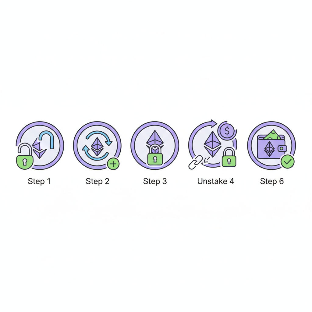 staking pool icons with ethereum symbols and security locks
